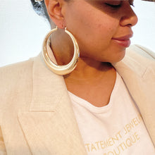 Load image into Gallery viewer, Large Hollow Gold Hoop