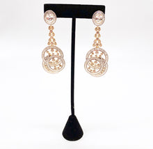 Load image into Gallery viewer, Gold Rhinestone Chandelier Earrings
