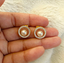 Load image into Gallery viewer, Circled Pearl Studs