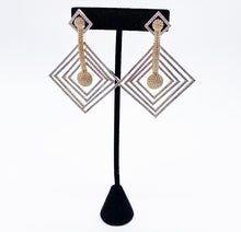 Load image into Gallery viewer, Gold and rhinestone triangle earrings 