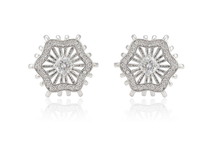 Crystal Wheel Stud Earrings