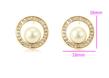 Load image into Gallery viewer, Circled Pearl Studs