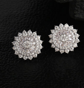 Double Crystal Cluster Stud Earrings