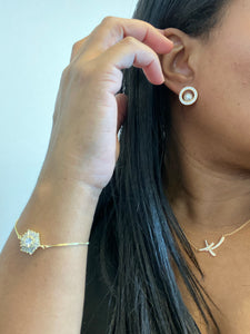 Circled Pearl Studs